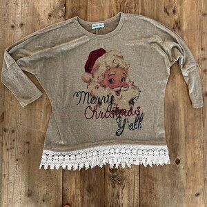 Southern Grace Merry Christmas Y'all Sweater Women's S